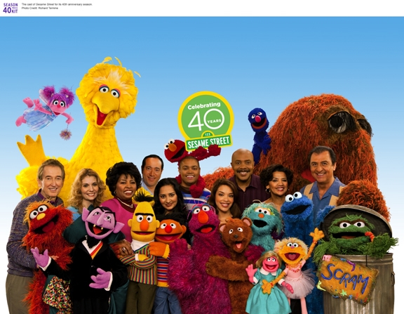 The cast of Sesame Street for its 40th anniversary season. Photo Credit: Richard Termine