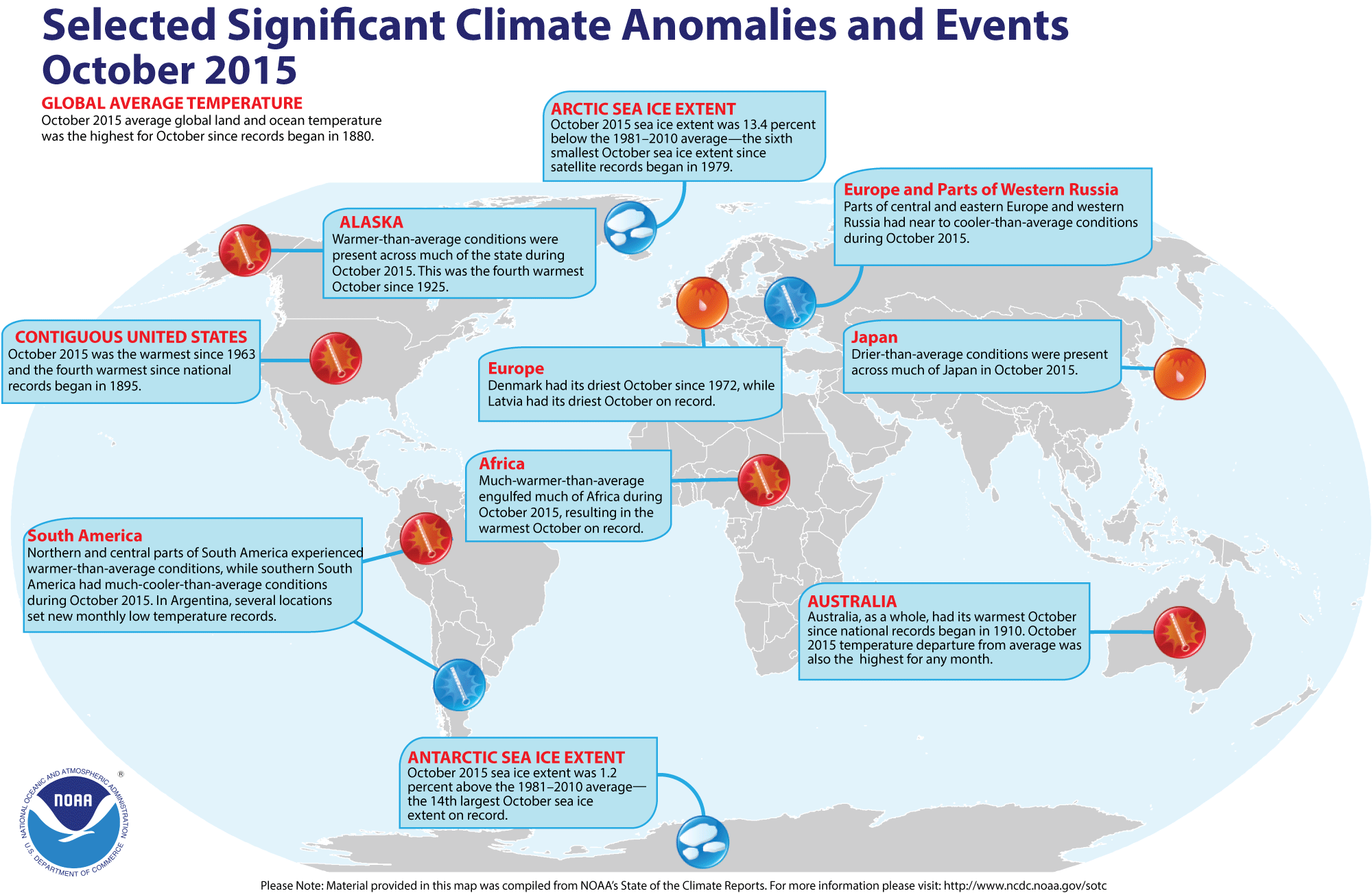 NOAA october climate anomalies