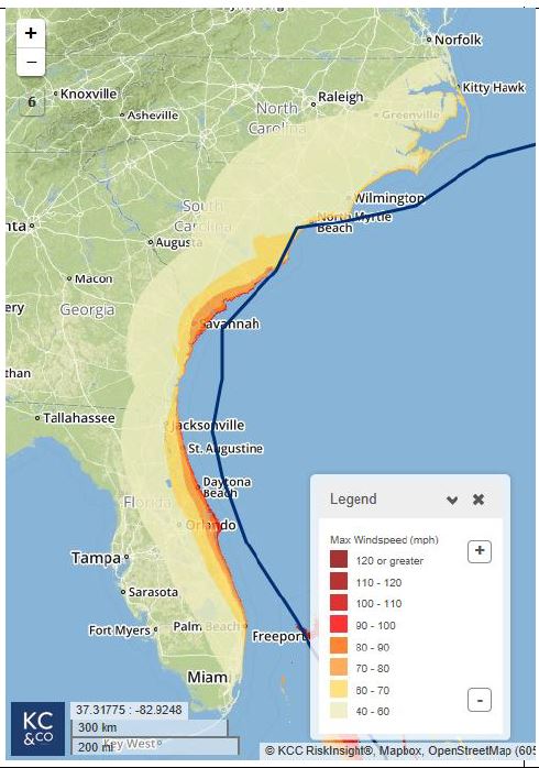 Map, hurricane Damage