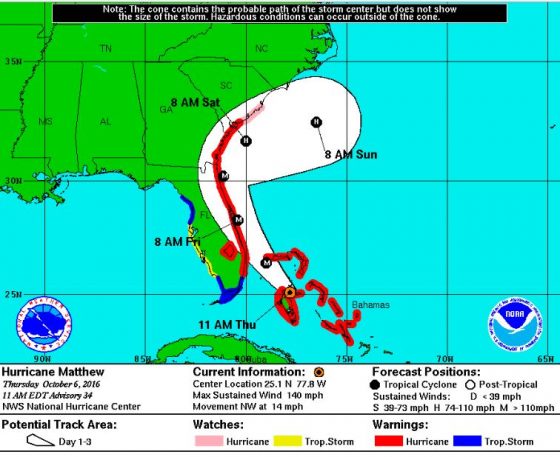 Rada Map, Hurricane Matthew